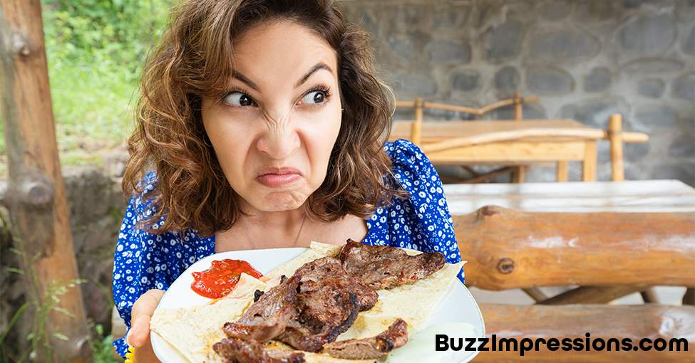 Trade Show Food Mistakes to Avoid 9 Woman Smelling Rotten Meat